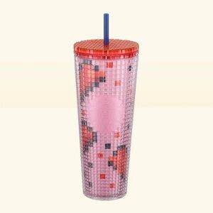 Starbucks Valentine’s Day Grid Plastic Cold Cup 24oz NWT